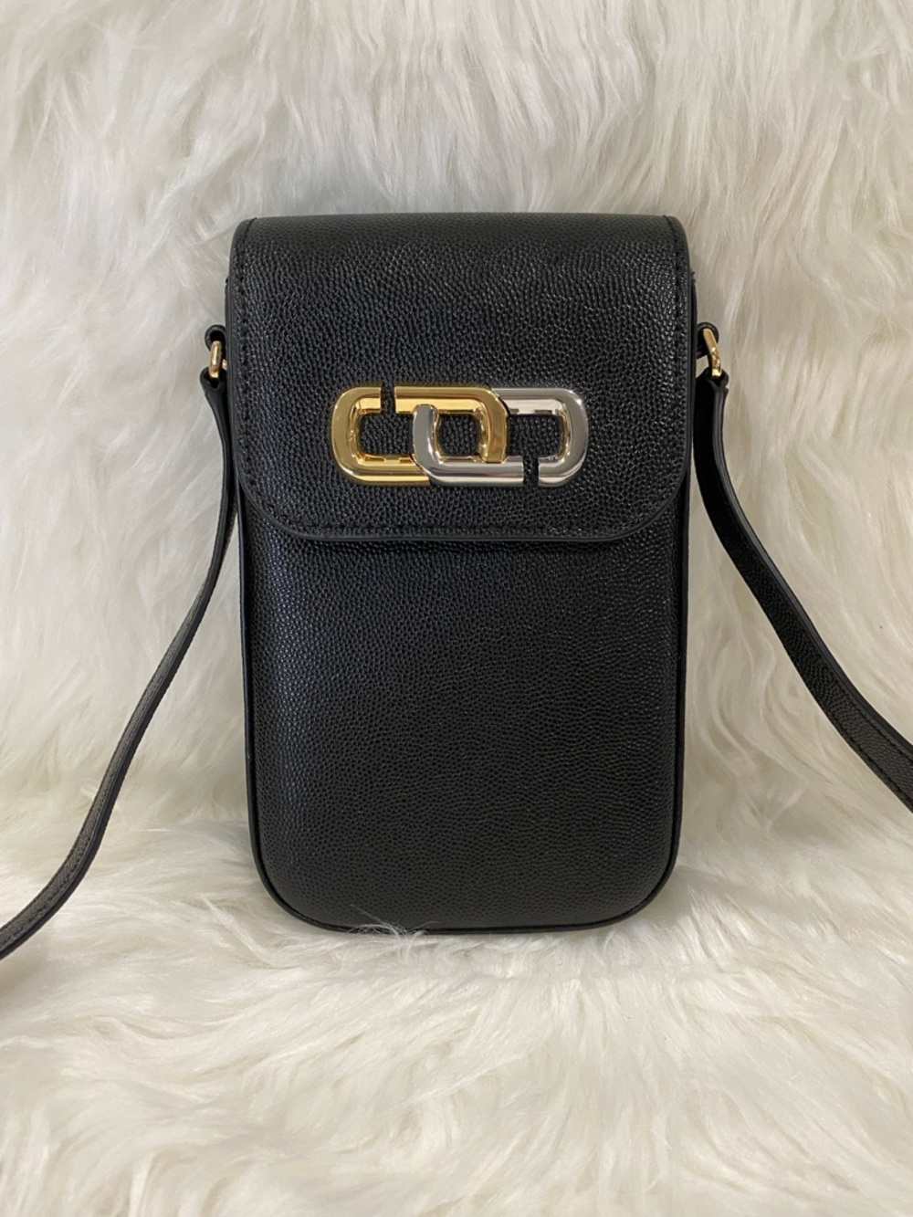 Marc Jacobs J Link Black Pebbled Leather Crossbody Phone Pouch unisex